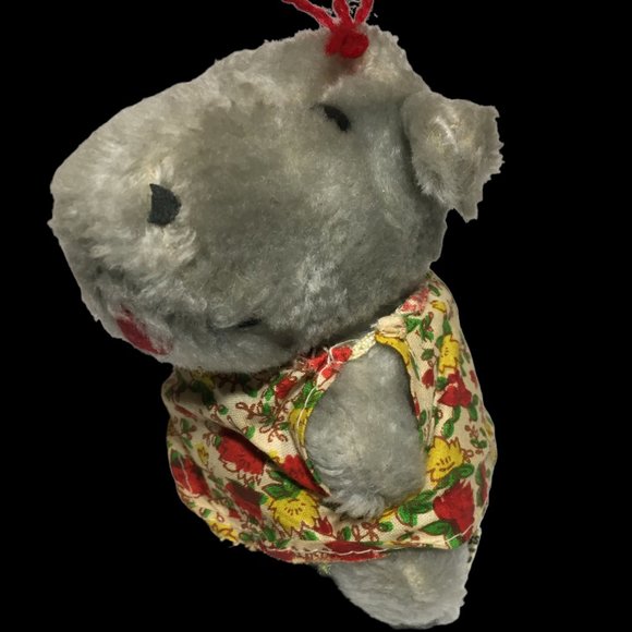 Russ Berrie Hippo Plush Nutshells Vintage 1977 Gray Stuffed Animal Toy Mini 5in. - Picture 2 of 11